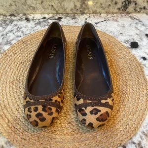 LAUREN by Ralph Lauren Leopard Calf-hair Flats Size 7.5 M